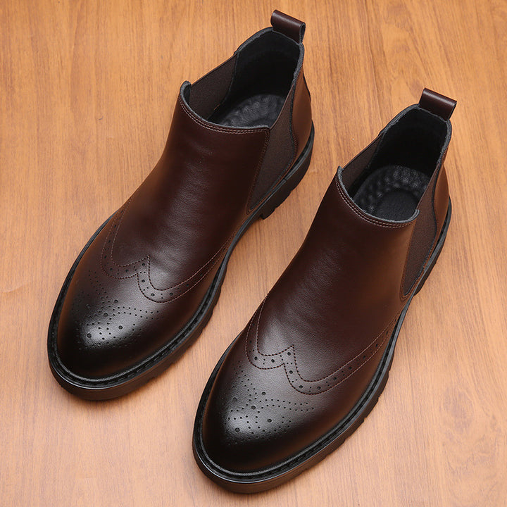Classic men's Chelsea boots with brogue details