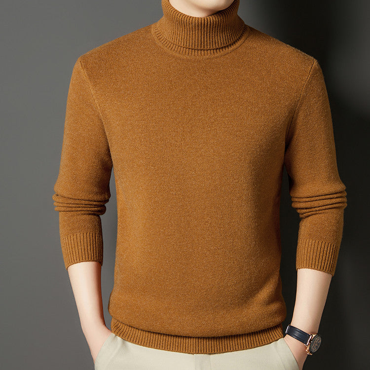 Men's turtleneck sweater with wool content, thick