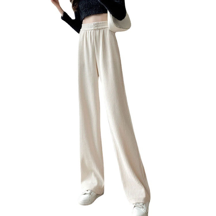Chenille pants with wide legs, high waisted