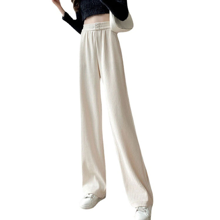 Chenille pants with wide legs, high waisted