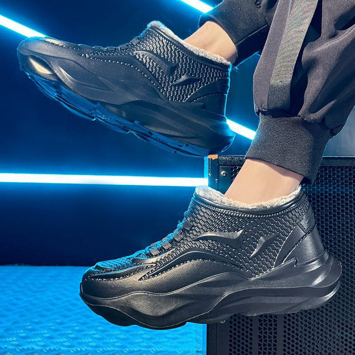 Padded men's winter boots with wedge heel