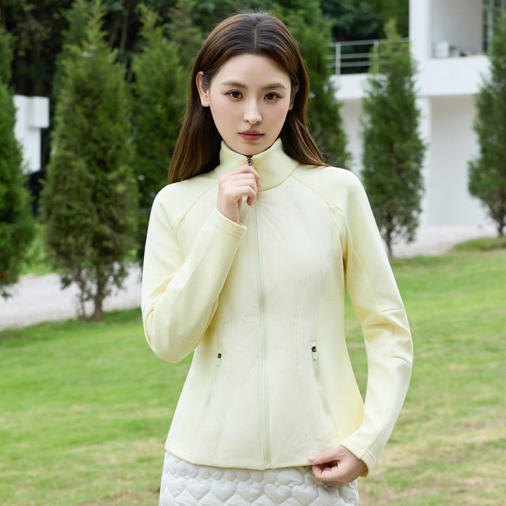 Light women's down jacket with stand-up collar