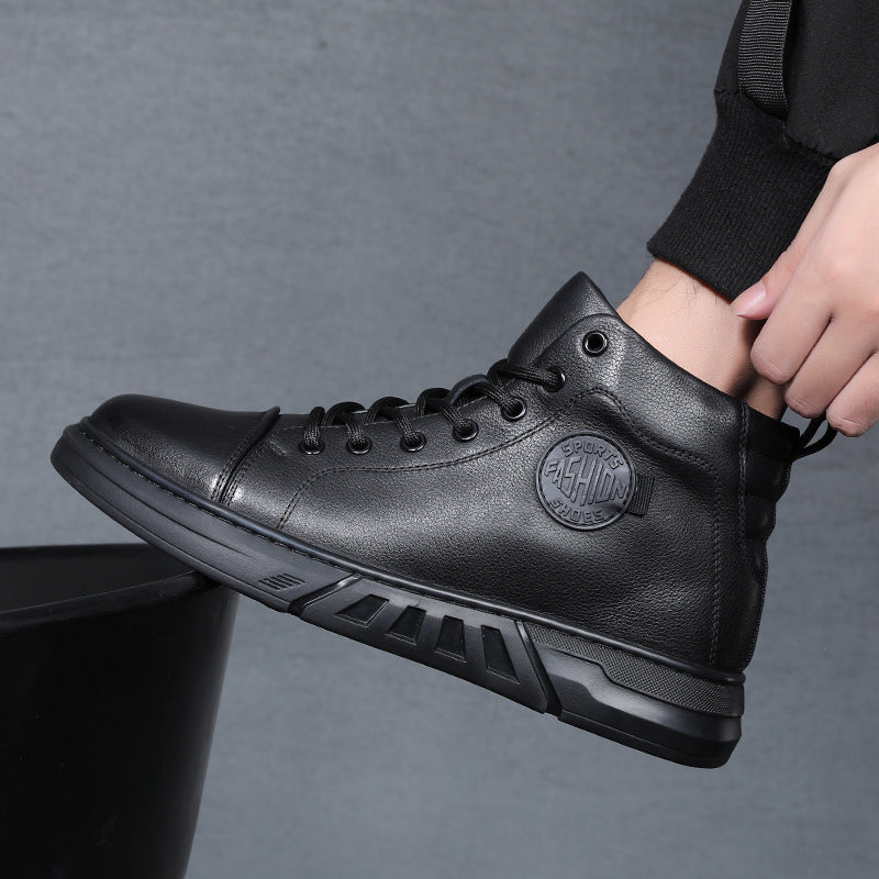 Padded men's ankle boots made of grain leather