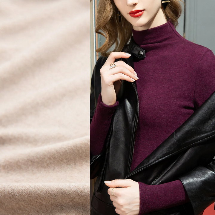 Women’s turtleneck undershirt with wool content and lining