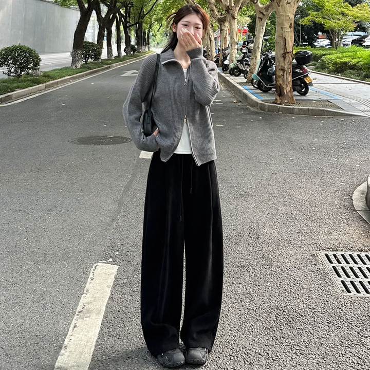 Women’s corduroy pants, wide cut, high waist, lined