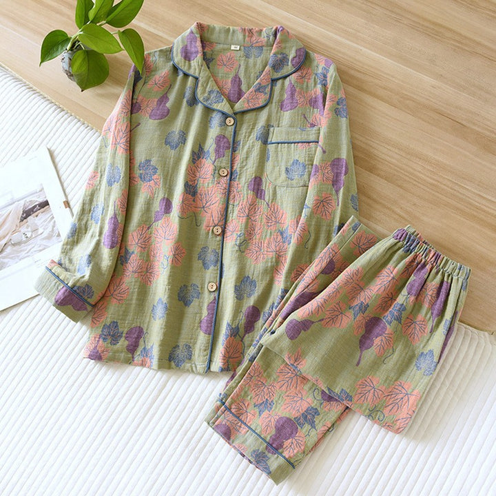 Women's pajamas made of cotton muslin with embroidery