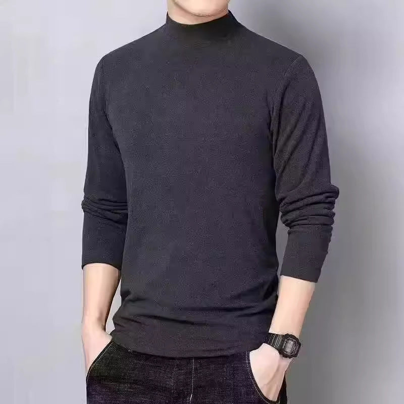 Men's long sleeve shirt with stand-up collar, padded