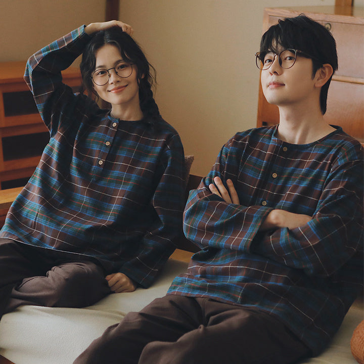 Winter Pajama Set made of brushed cotton for couples