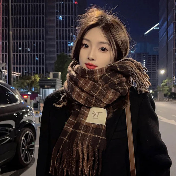 Checked scarf in Norwegian style, warming