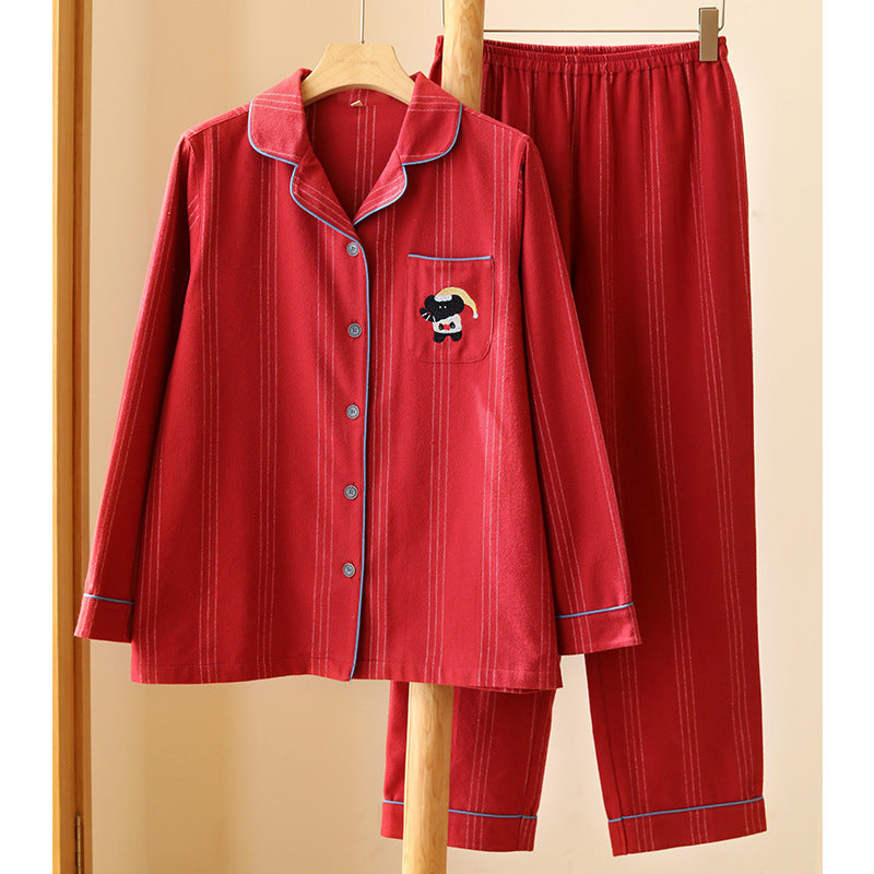 Pair-pajamas made of cotton flannel, striped