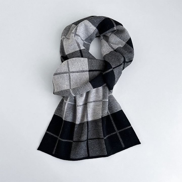 Men's wool scarf, checked, 180 cm