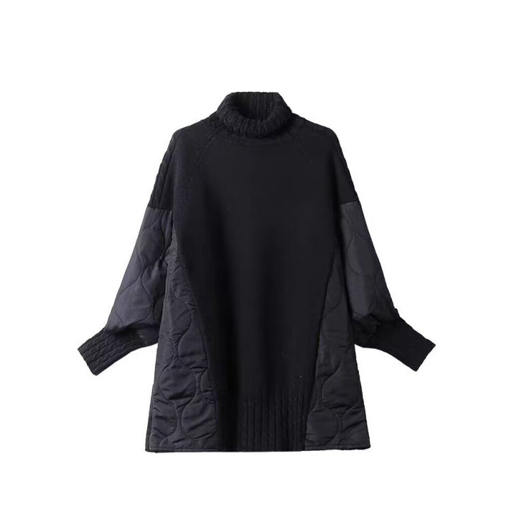 Women’s pullover, stand-up collar, fake two-piece look, winter