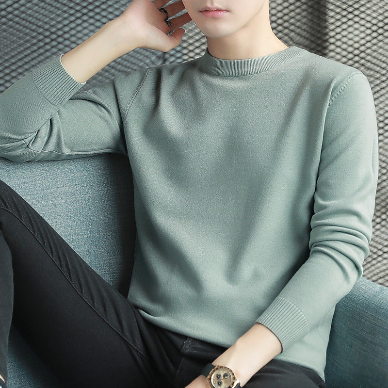 Men's knitted sweater with stand-up collar