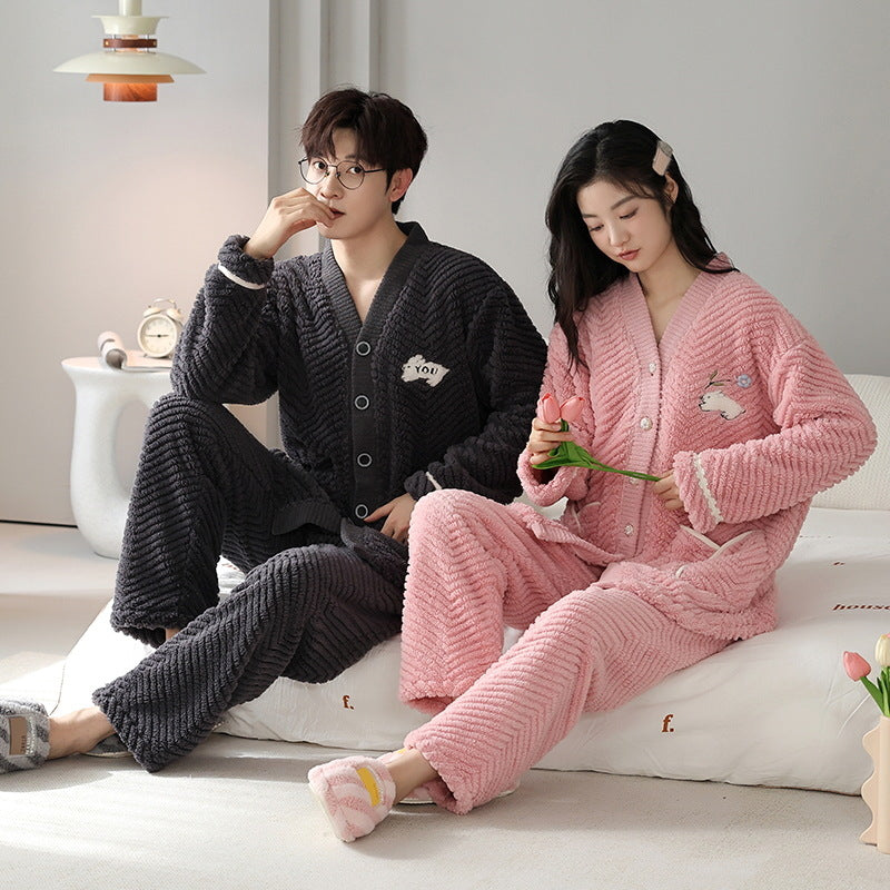Fluffy flannel loungewear for couples
