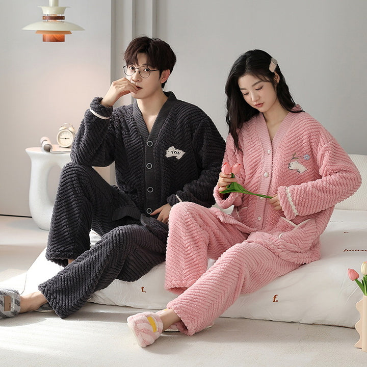 Fluffy flannel loungewear for couples