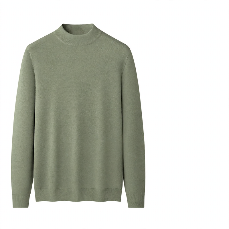 Men's Wool Modal Pullover with Stand-up Collar