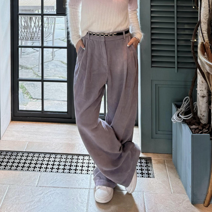 Women's corduroy trousers, straight cut, cotton, French style