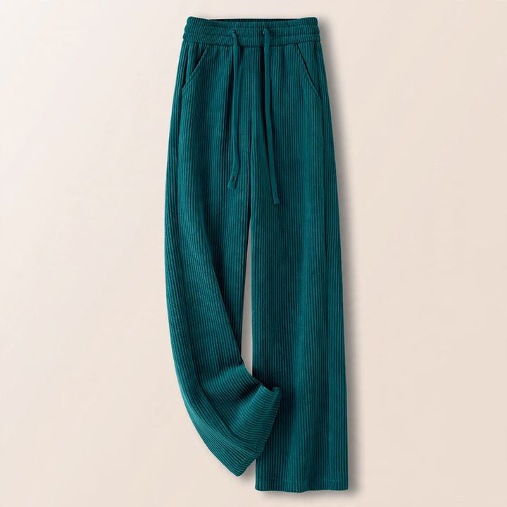 Fleece-lined corduroy pants with high waist