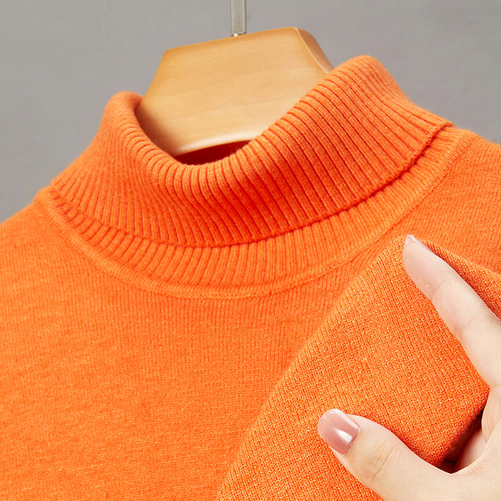 Men's turtleneck sweater, knitted, warm, solid color
