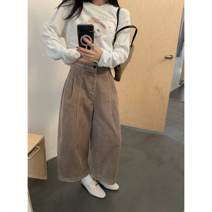 Cord Culottes for Women, High Waist, 7/8 Length