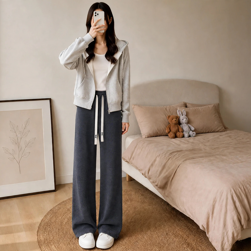 Padded cord trousers, straight cut