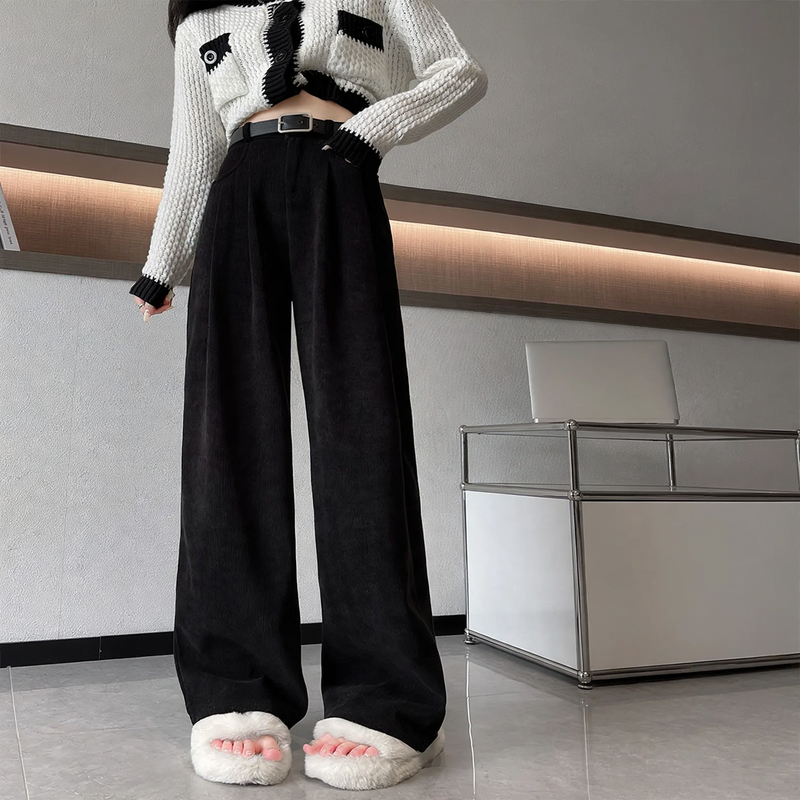 Women's corduroy trousers, straight cut, autumn