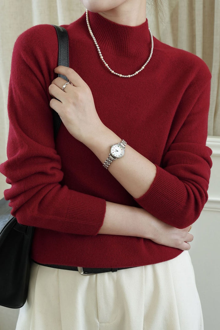 Women's wool sweater, crew neck, loose fit