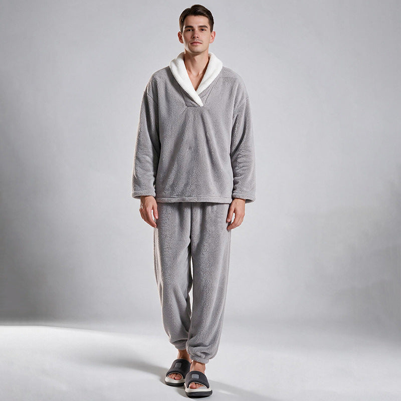 Soft Plush Pajama Set for Couples, Long Sleeve, Winter