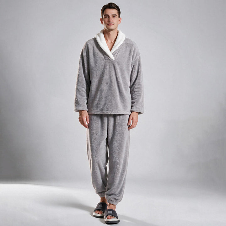Soft Plush Pajama Set for Couples, Long Sleeve, Winter