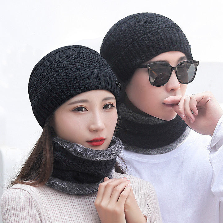 Knit hat and scarf set, lined