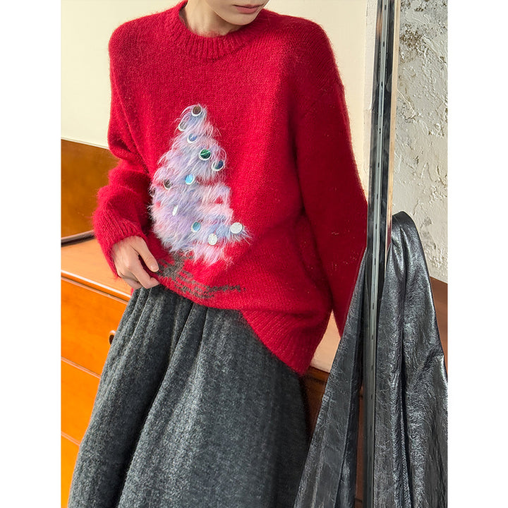 Ladies Christmas sweater, sequin design, soft