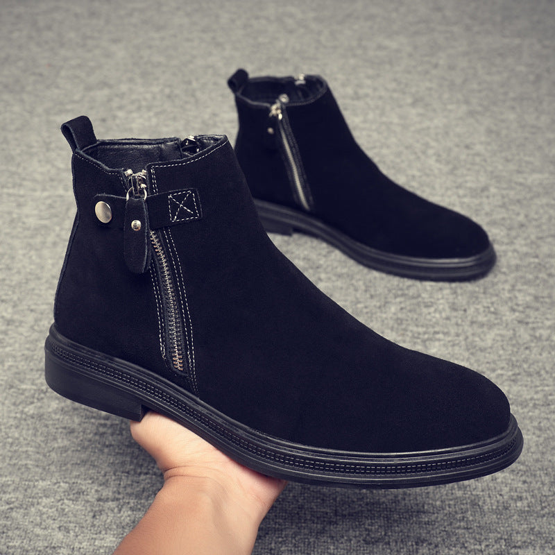 Men's Chelsea boots, suede look, lined