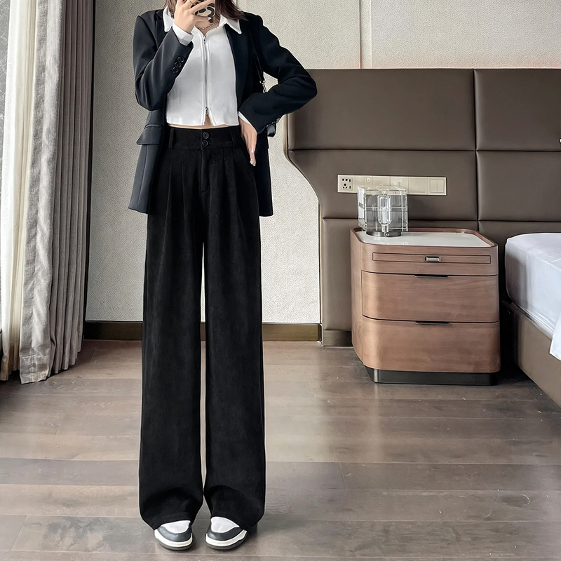 Women's corduroy pants in business style, lined