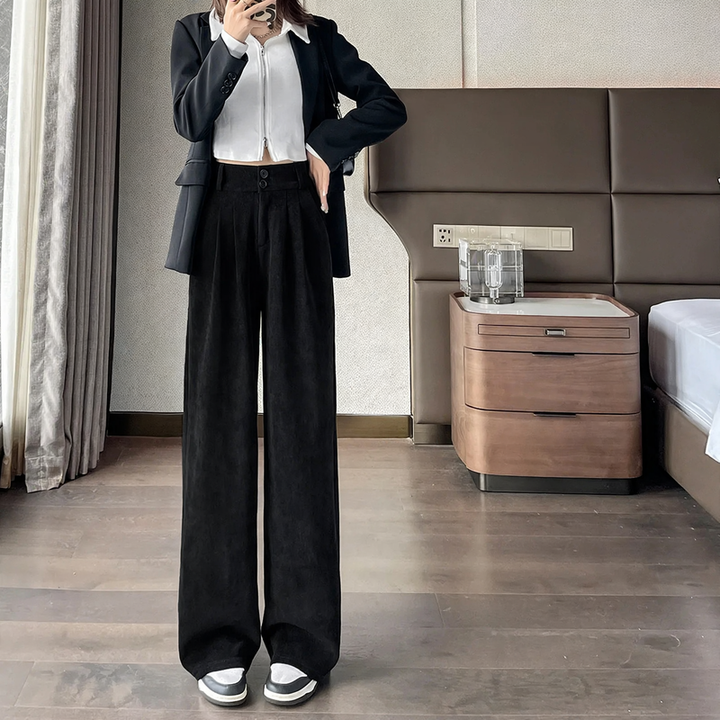 Women's corduroy pants in business style, lined