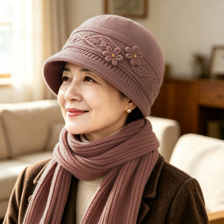 Knit Beanie and Scarf Set for Women