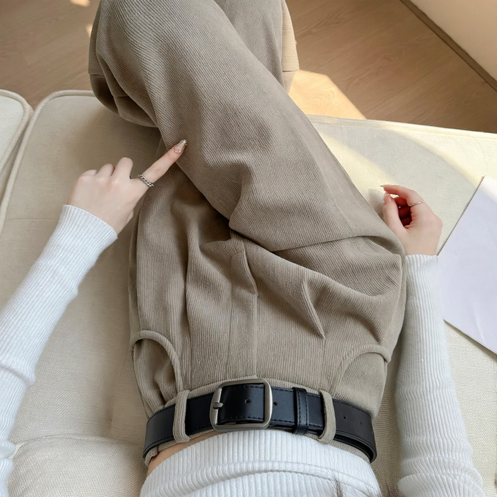 Corduroy suit pants, straight cut