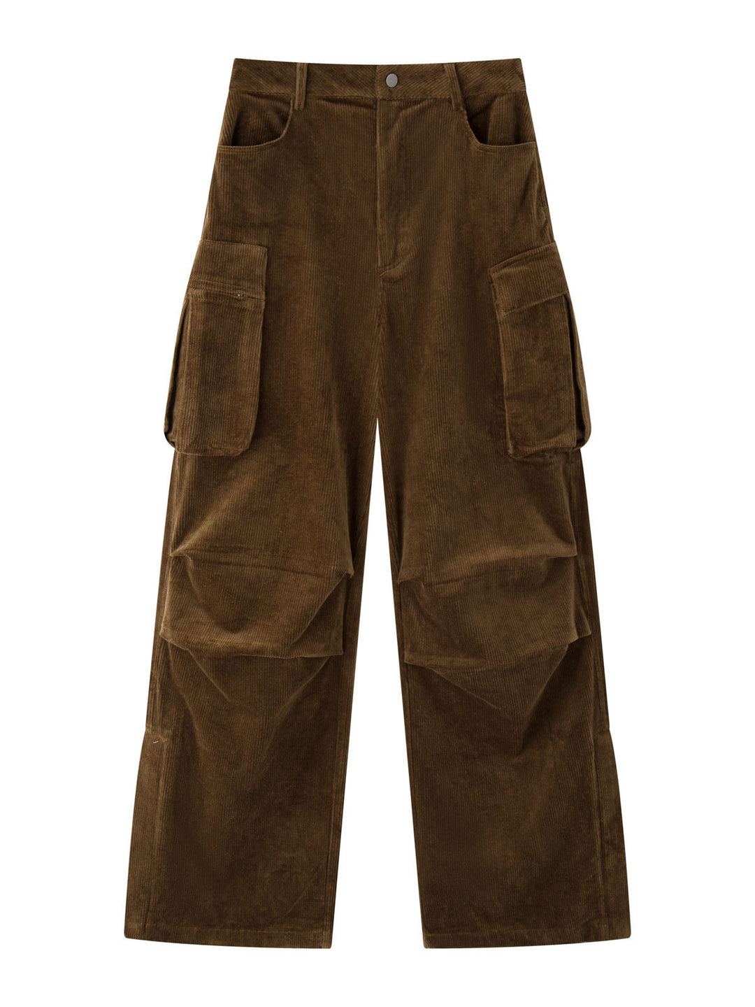 Women’s corduroy pants, wide cut, cargo pockets