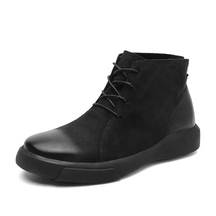 Men's leather ankle boots, sturdy