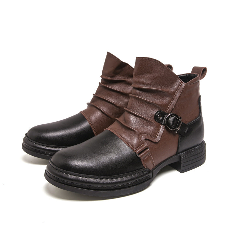 Men's cowboy-style ankle boots, synthetic leather, elegant