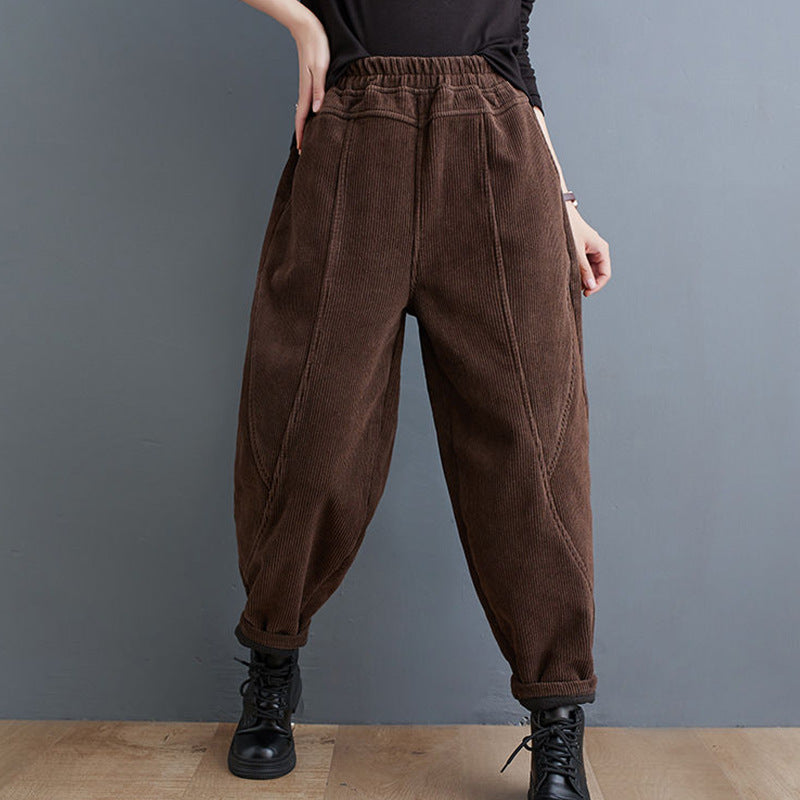 Padded corduroy harem pants, loose fit, women