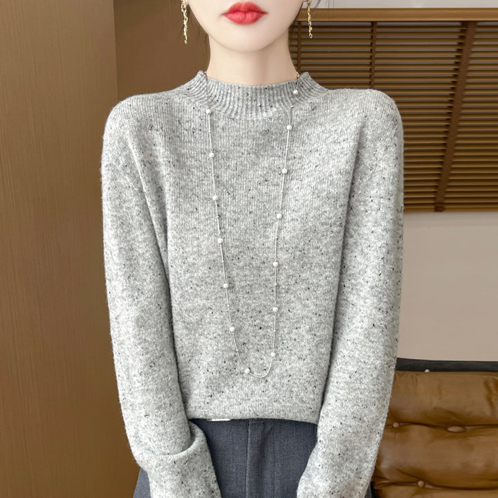 Women’s pullover made of pure wool with stand-up collar