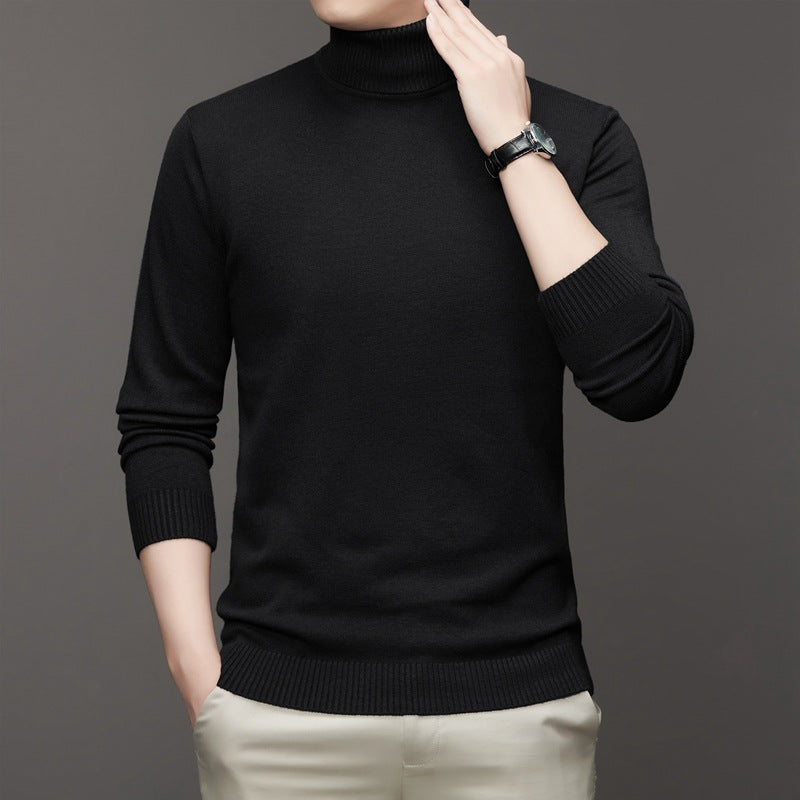 Men's knit sweater, stand-up collar, slim fit