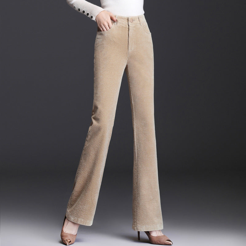 Cord-wide-leg-pants with high waist