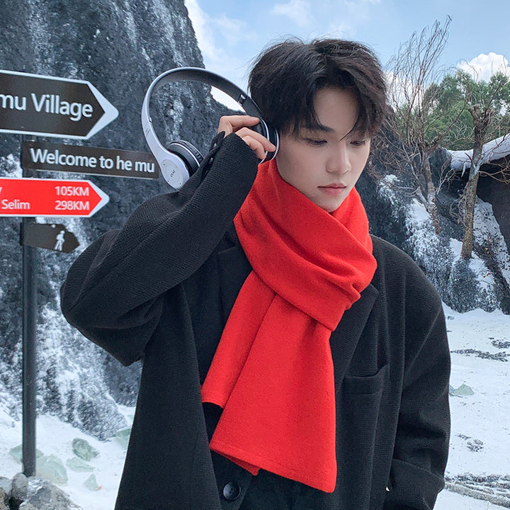 Thick men's scarf in solid colors