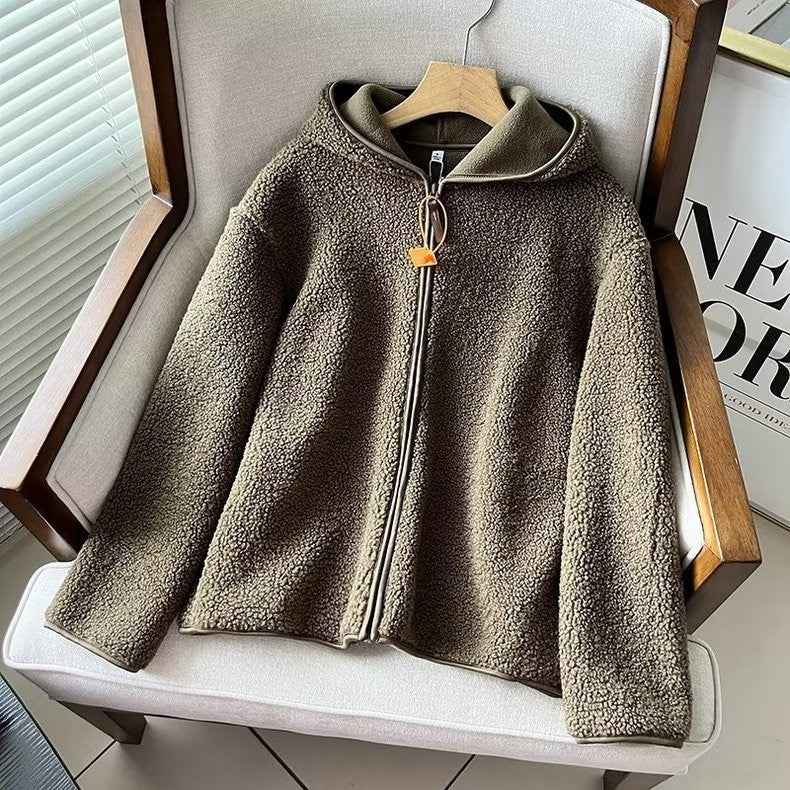 Padded hoodie made of teddy fleece