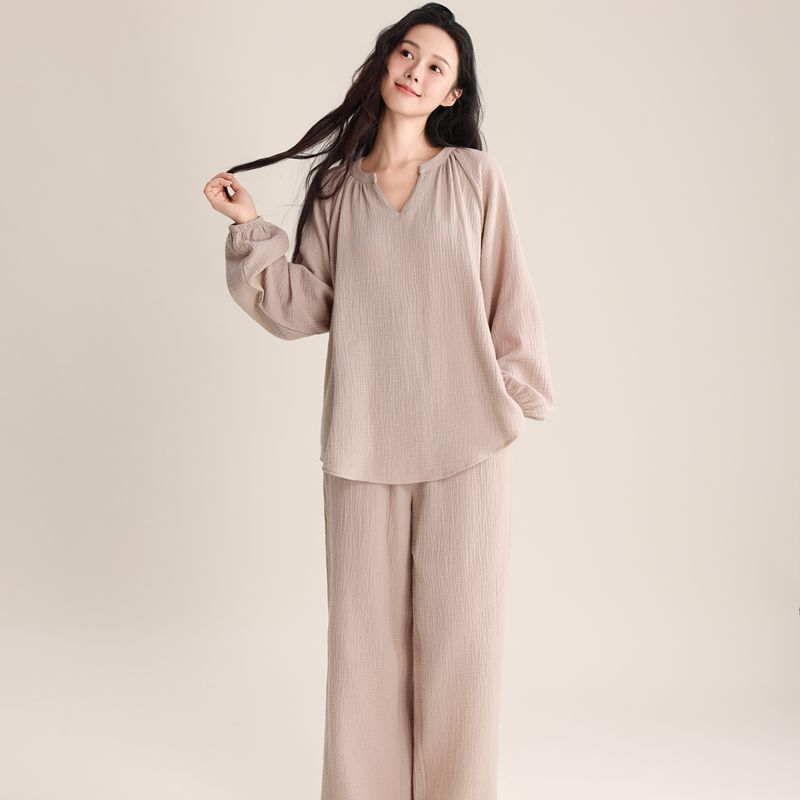Women’s Pajama Set, Double Layer Gauze, V-Neck