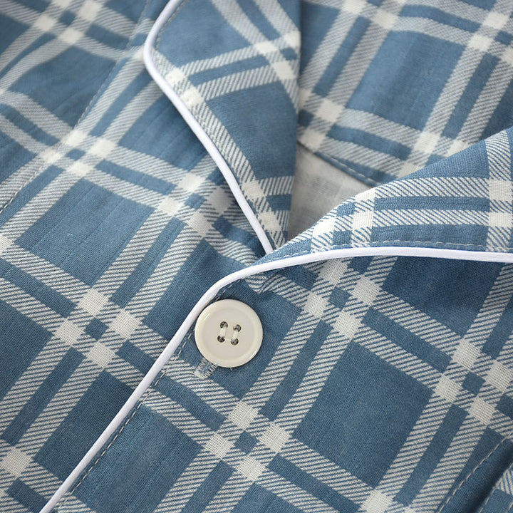 Men's Pajama Set made of cotton gauze, checked