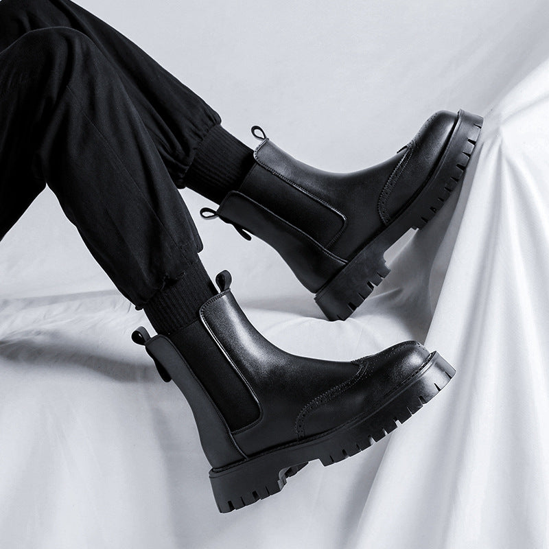 Men's Chelsea Boots, Brogue Design, Rubber Sole