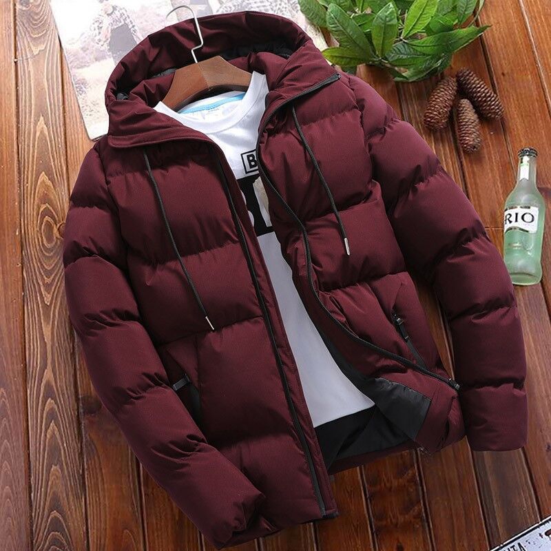 Men's padded jacket with hood, short