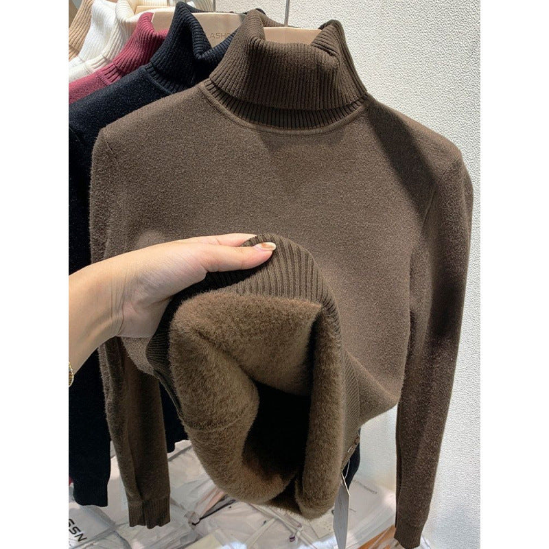 Women's turtleneck sweater, lined, knit